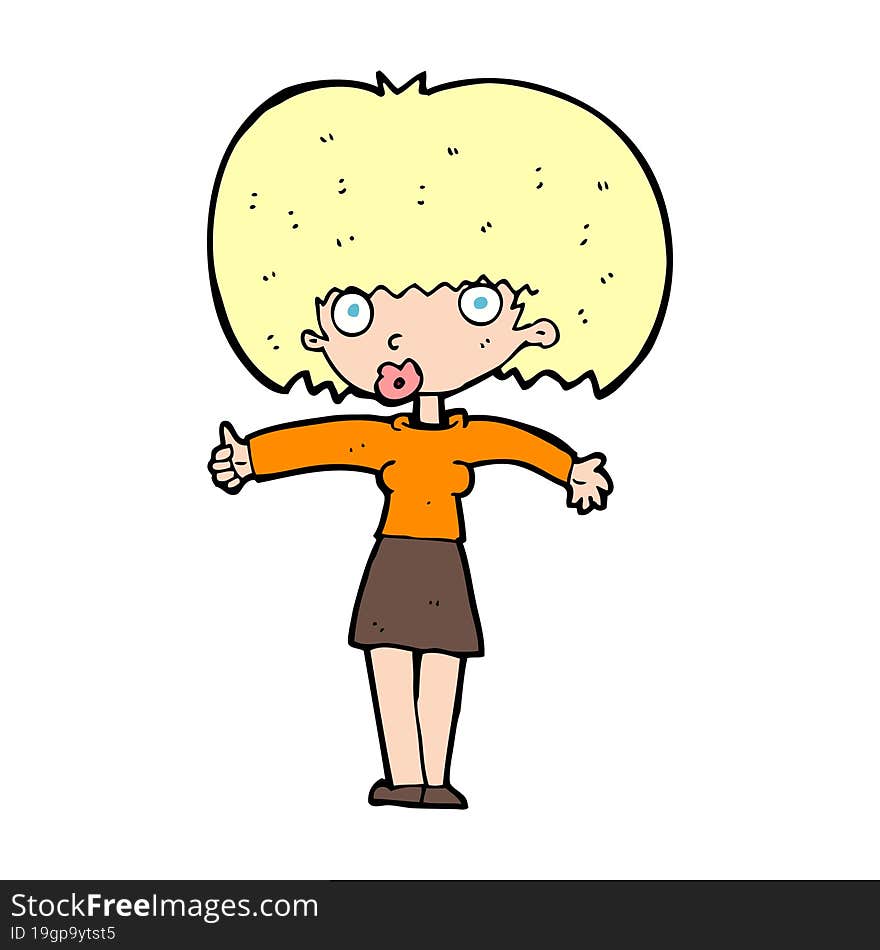 cartoon woman giving thumbs up symbol