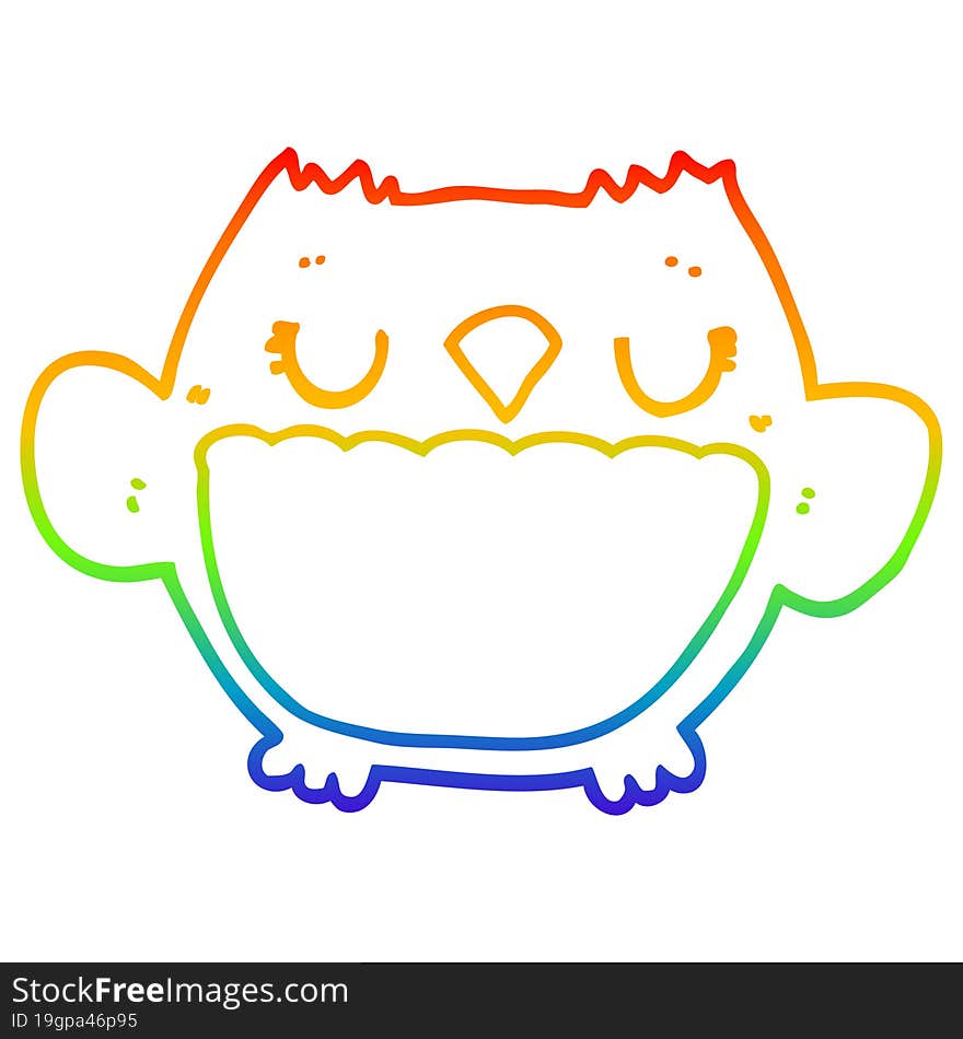 rainbow gradient line drawing cartoon owl