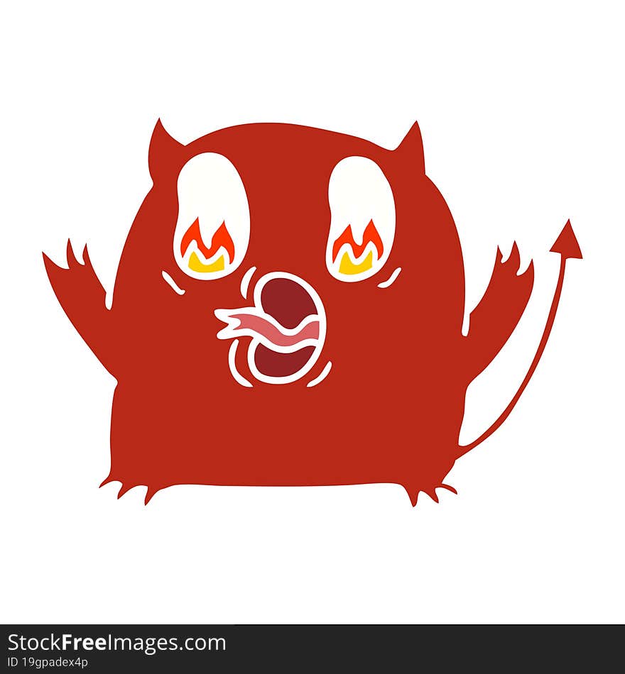 cartoon of cute kawaii red demon