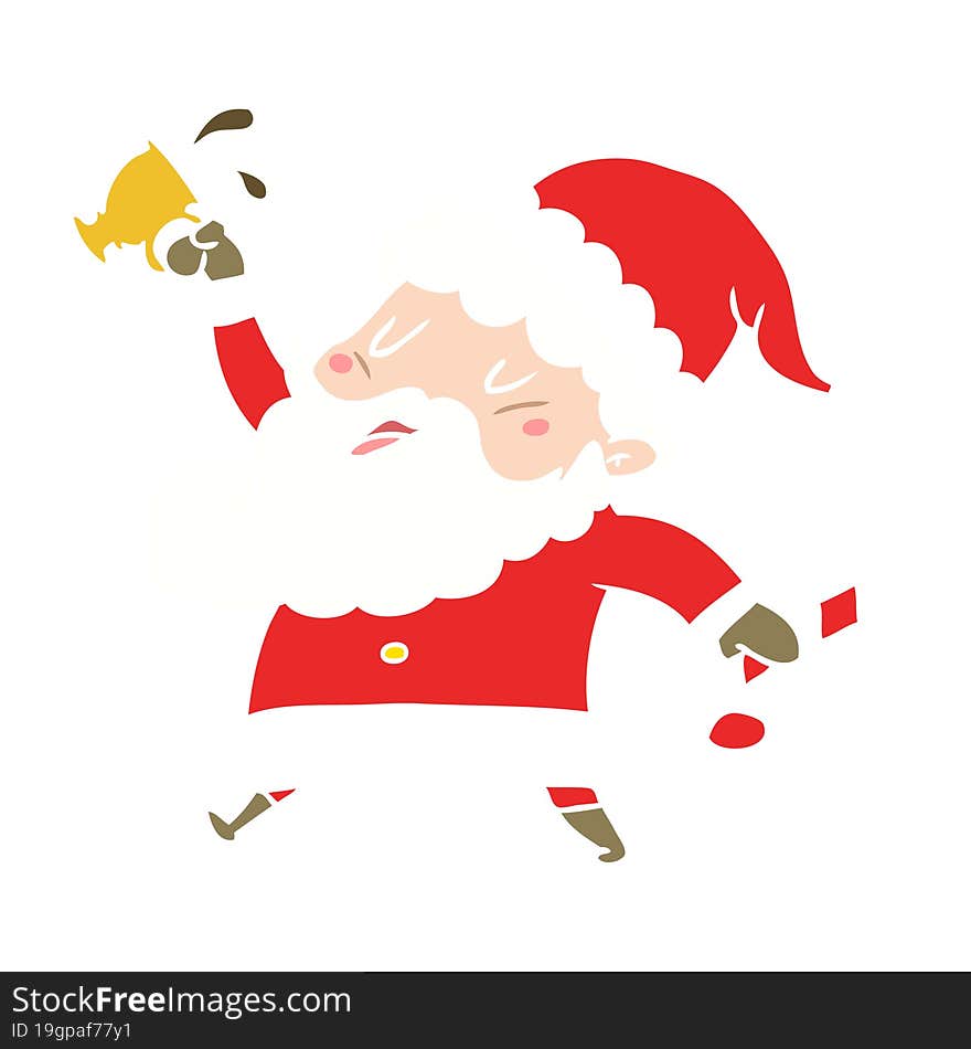 flat color style cartoon santa claus with hot cocoa