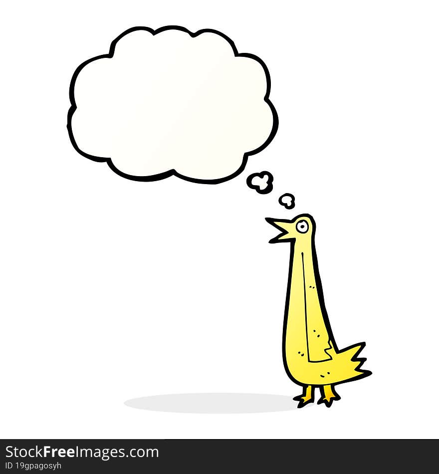 funny cartoon bird with thought bubble