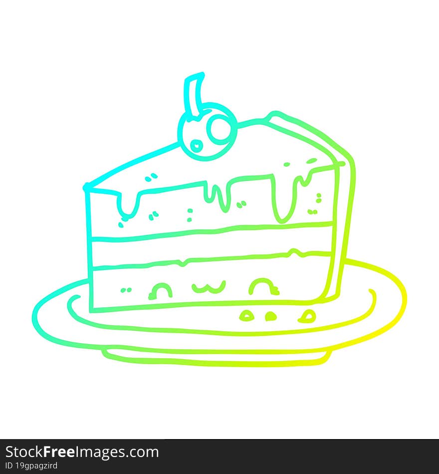 Cold Gradient Line Drawing Cartoon Cake