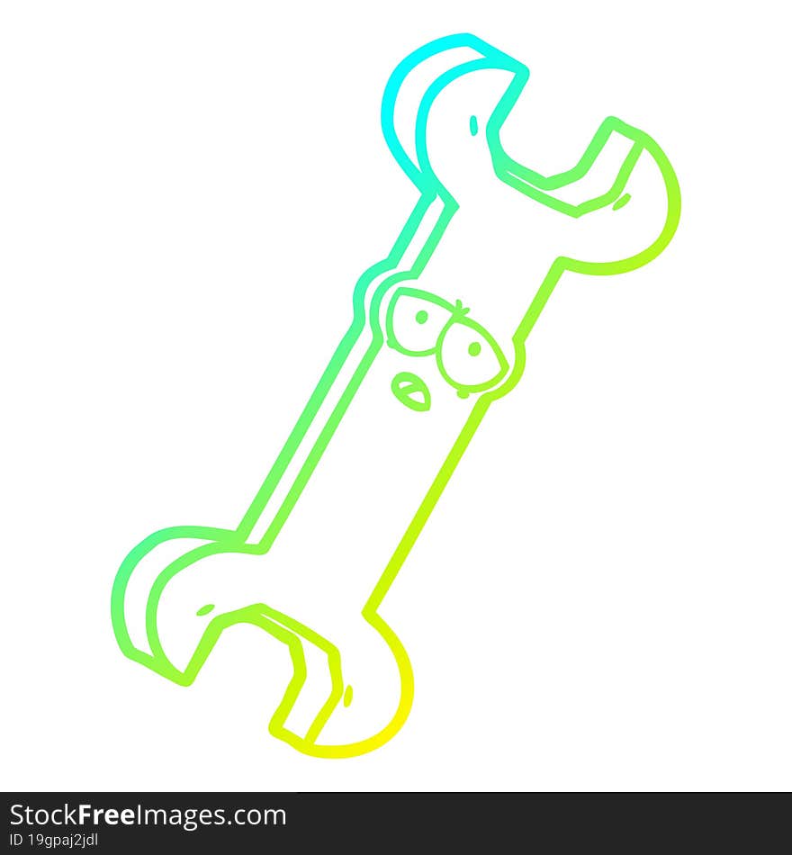 cold gradient line drawing cartoon spanner