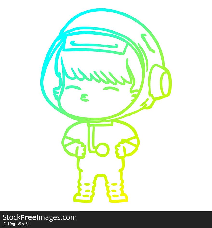 cold gradient line drawing cartoon curious astronaut