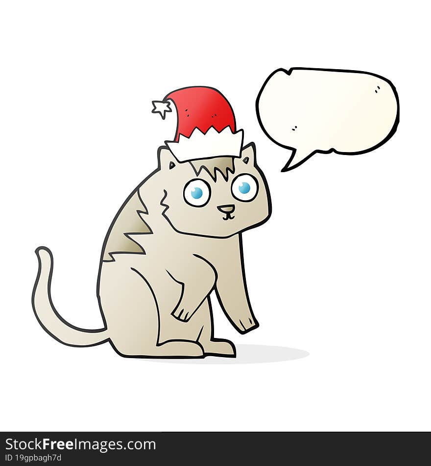 speech bubble cartoon cat wearing christmas hat