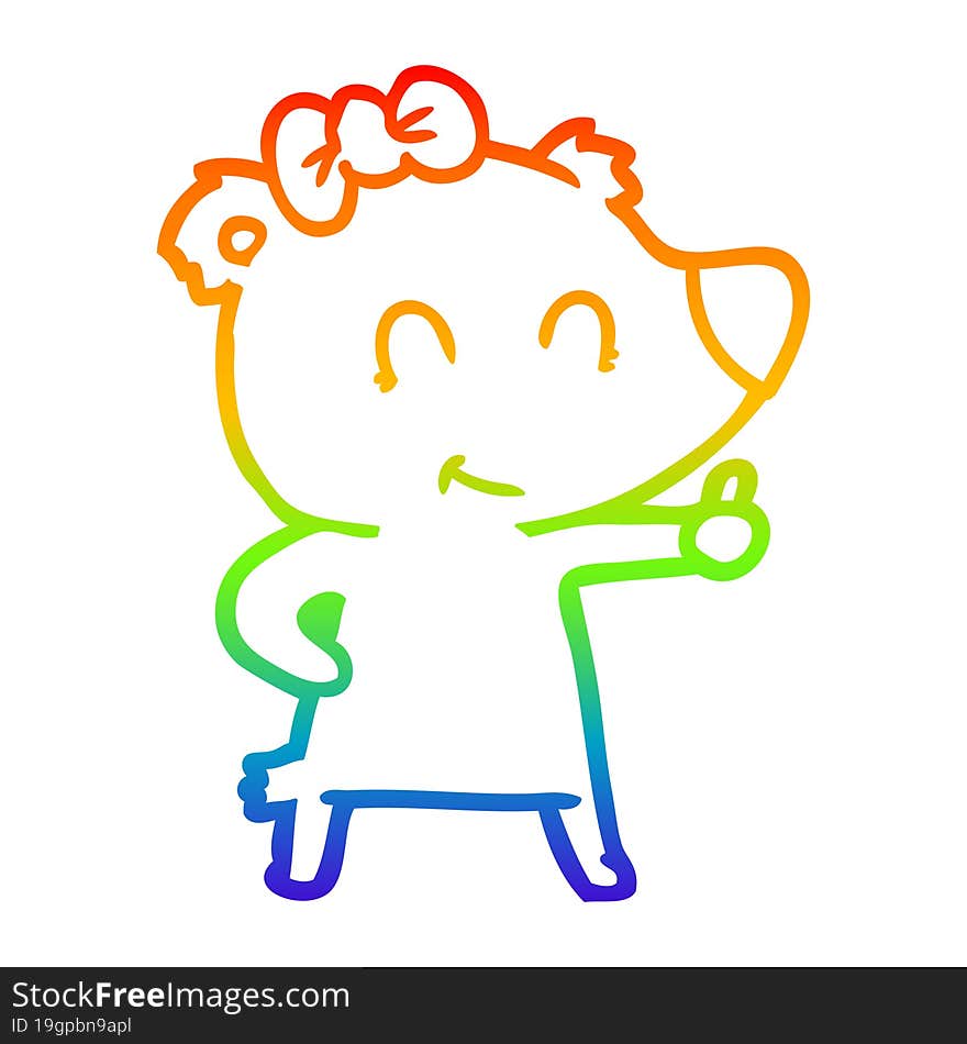 rainbow gradient line drawing female bear cartoon