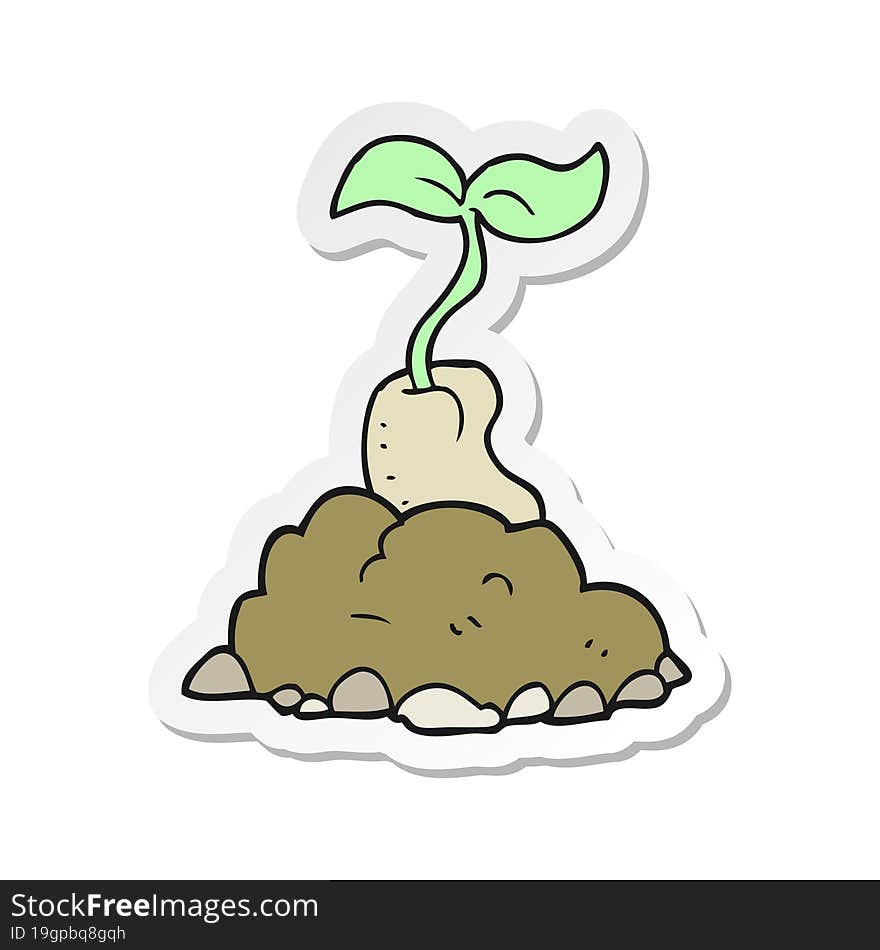 Sticker Of A Cartoon Sprouting Seed