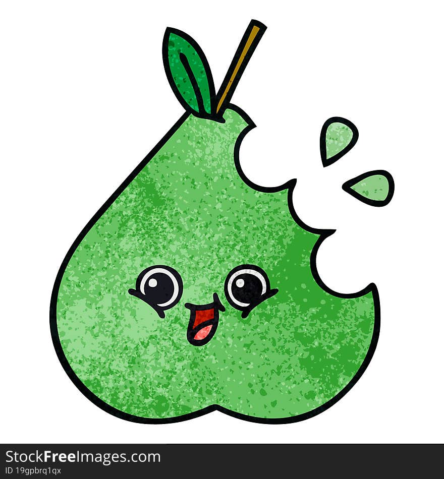 retro grunge texture cartoon of a green pear