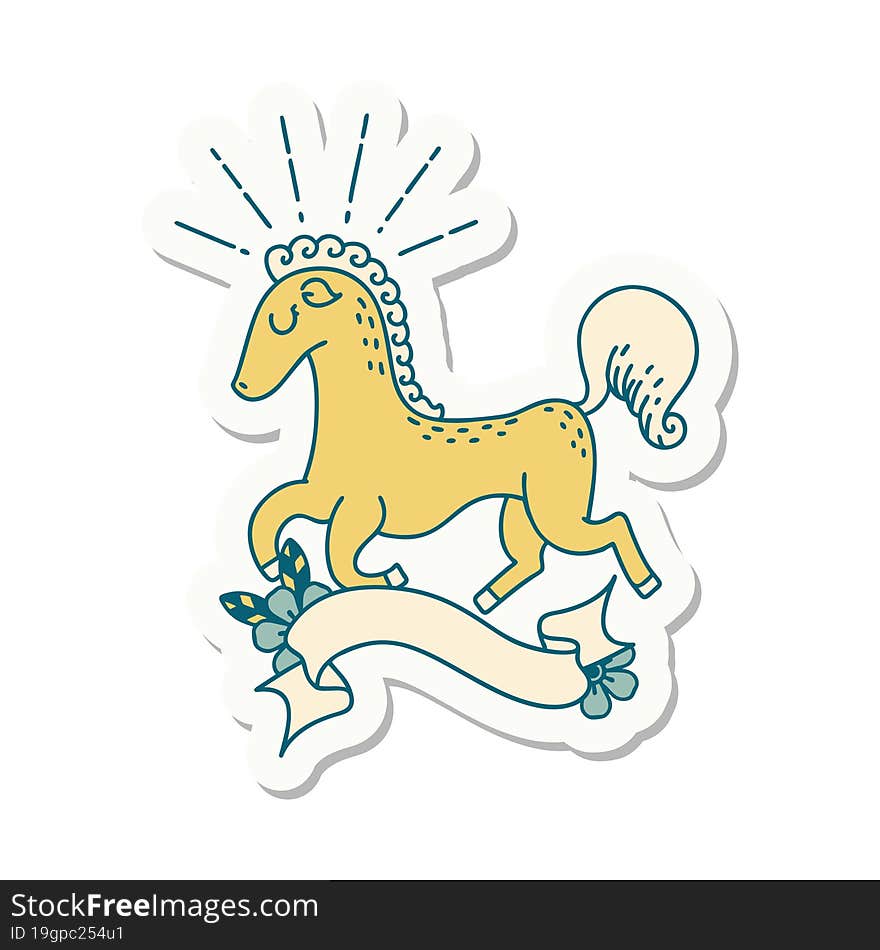 sticker of tattoo style prancing stallion