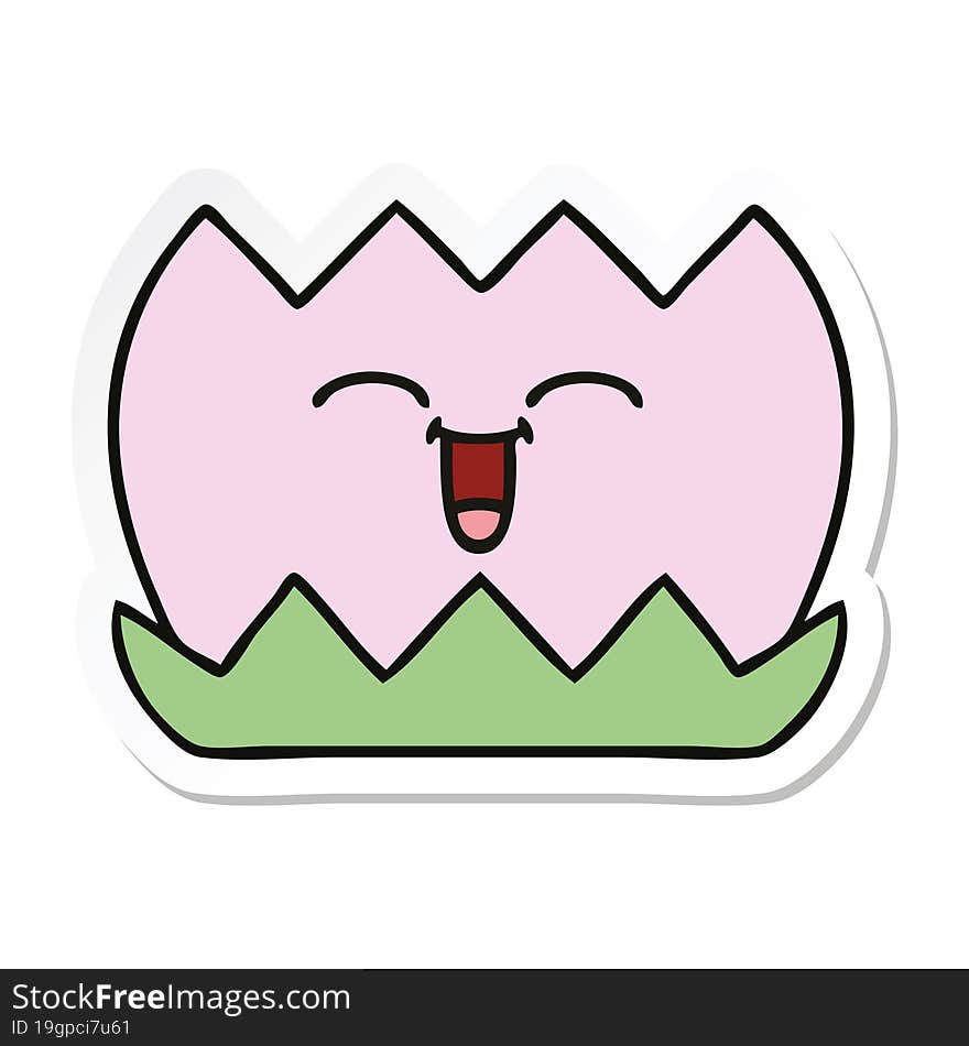 Sticker Of A Cute Cartoon Water Lilly