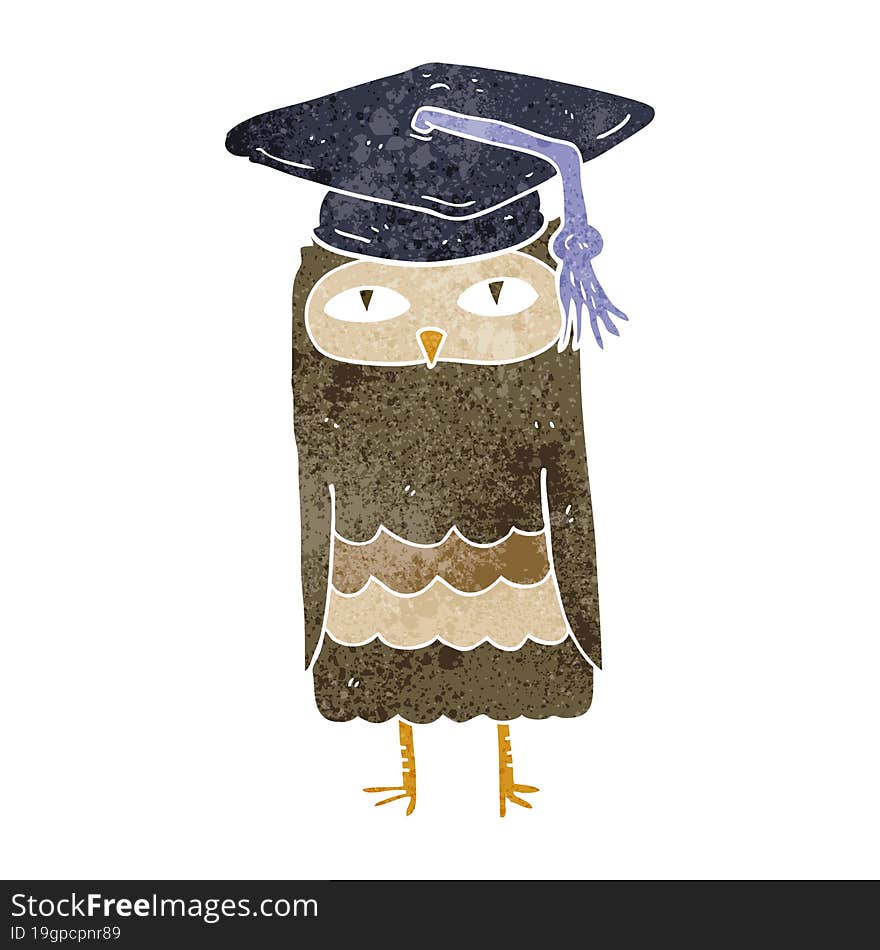 retro cartoon wise owl