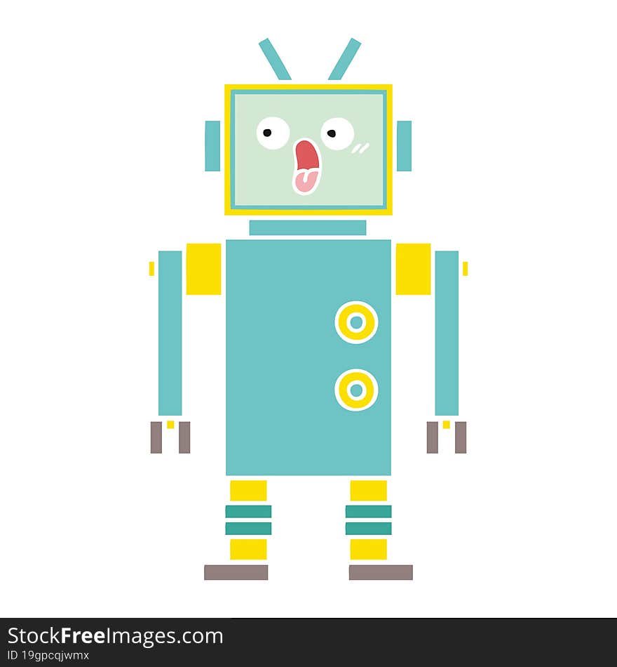 Flat Color Retro Cartoon Robot