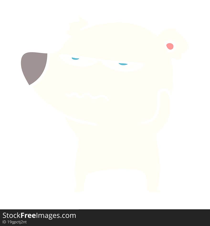 angry bear polar flat color style cartoon