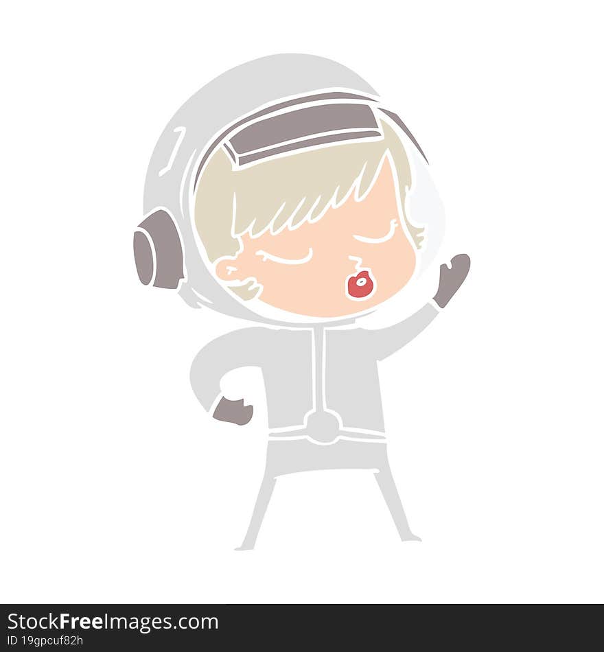 flat color style cartoon pretty astronaut girl