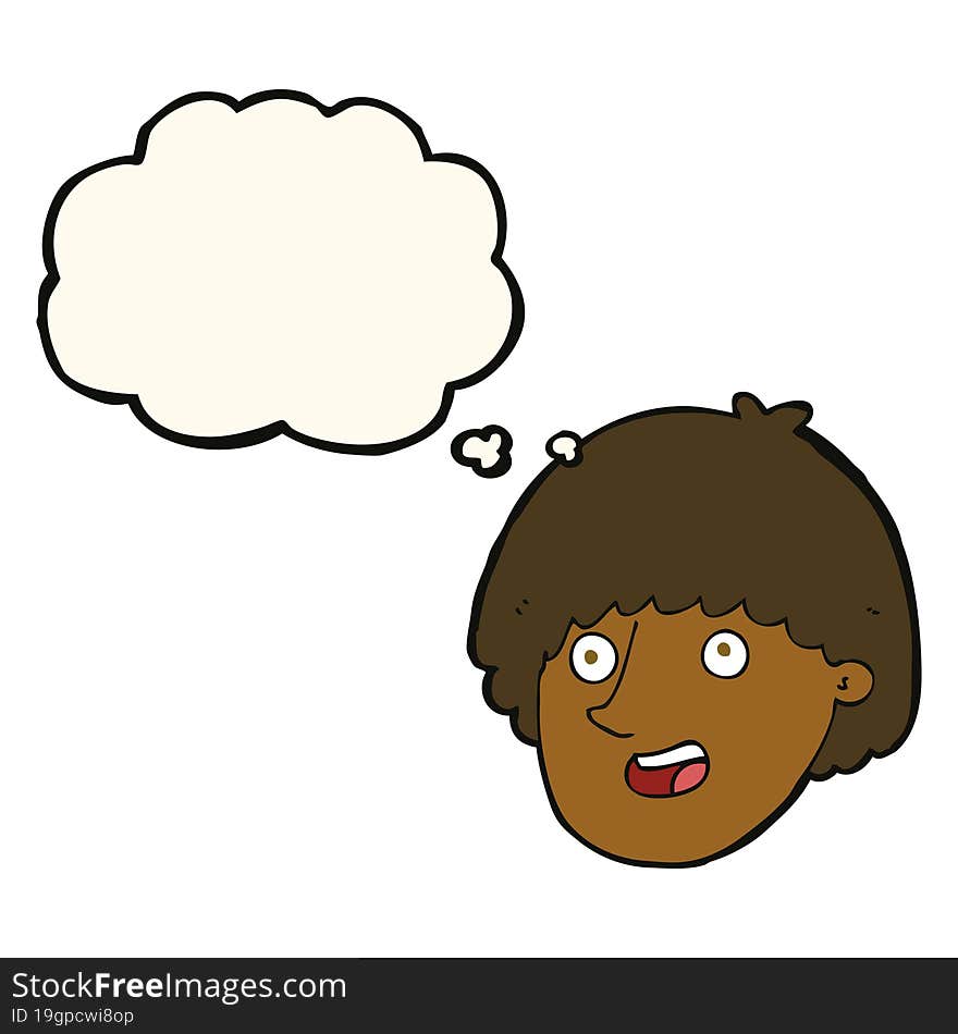 Cartoon Happy Male Face With Thought Bubble