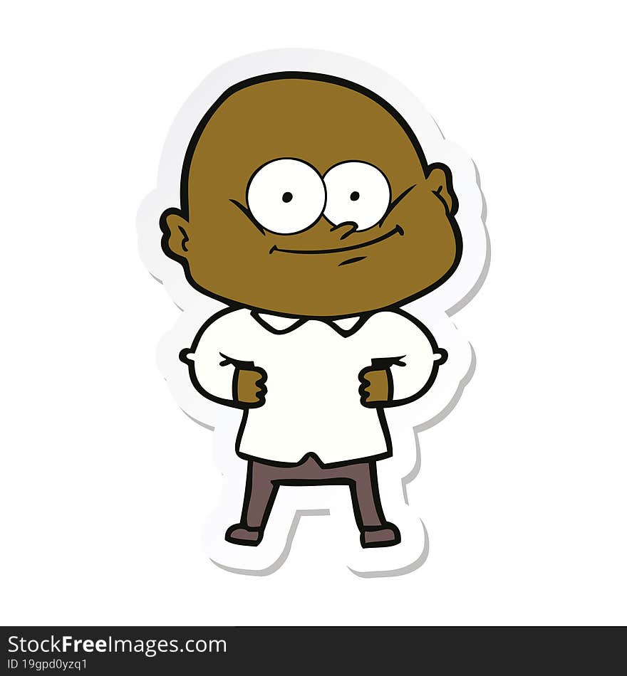 sticker of a cartoon bald man staring