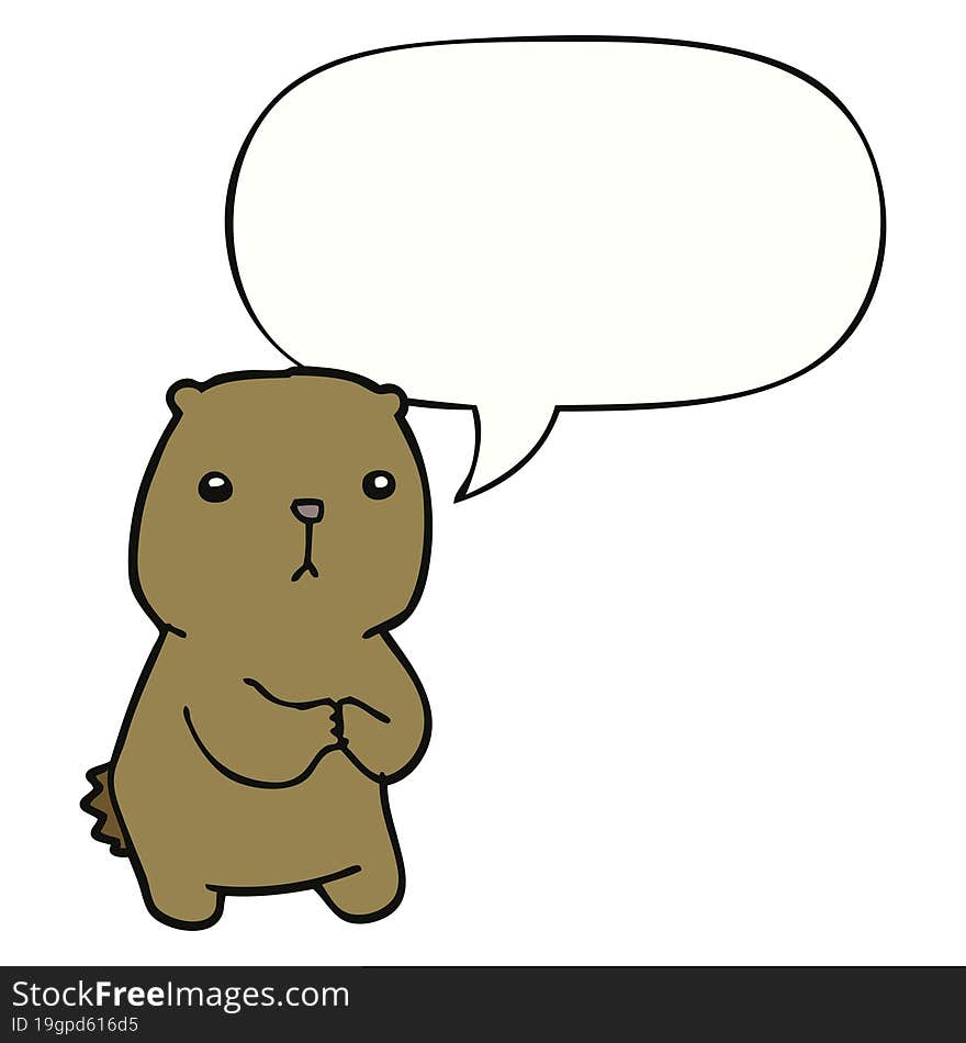 cartoon worried bear and speech bubble