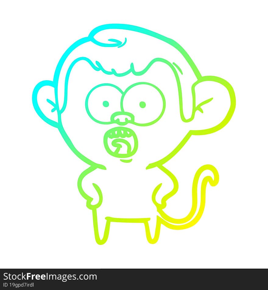 cold gradient line drawing cartoon shocked monkey