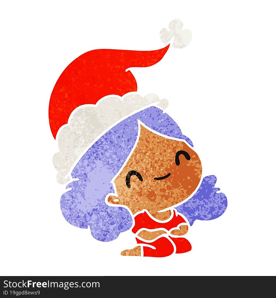 christmas retro cartoon of kawaii girl