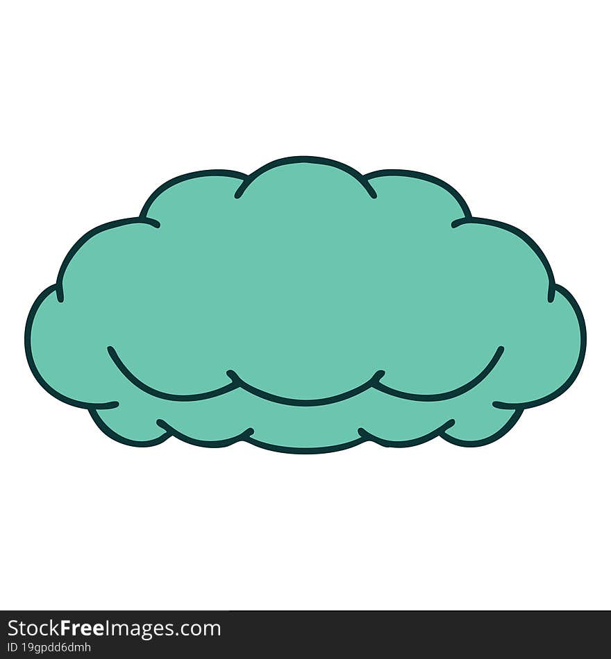 iconic tattoo style image of a grey cloud. iconic tattoo style image of a grey cloud