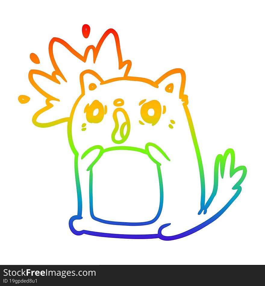 rainbow gradient line drawing of a shocked cat amazed