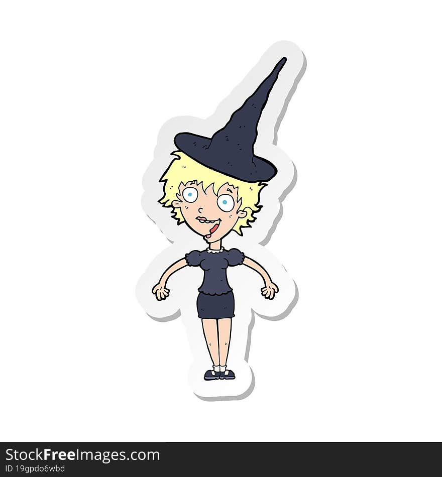 sticker of a cartoon halloween witch