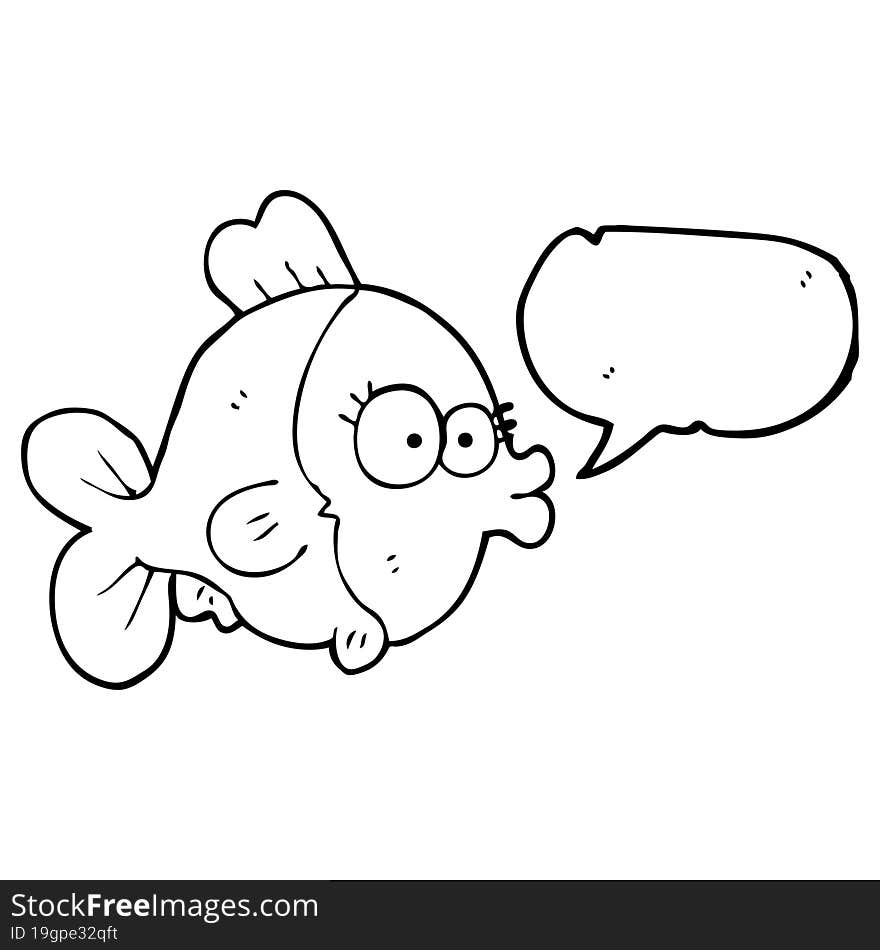 funny freehand drawn speech bubble cartoon fish. funny freehand drawn speech bubble cartoon fish