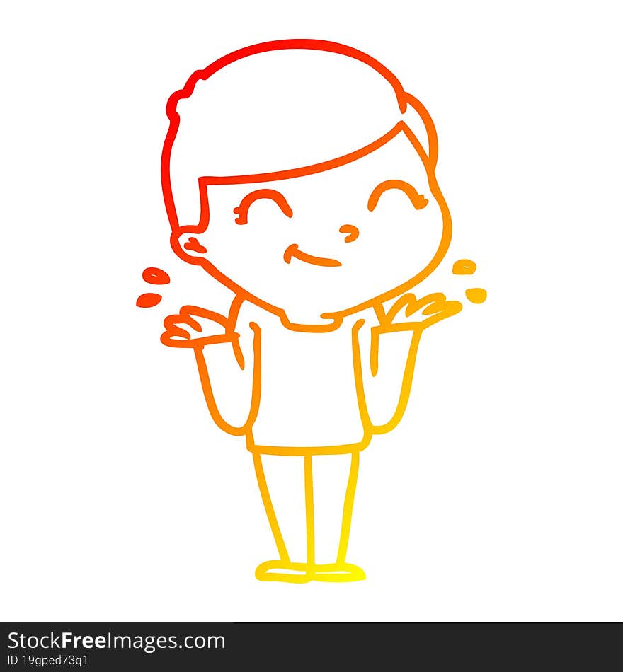 warm gradient line drawing cartoon boy smiling