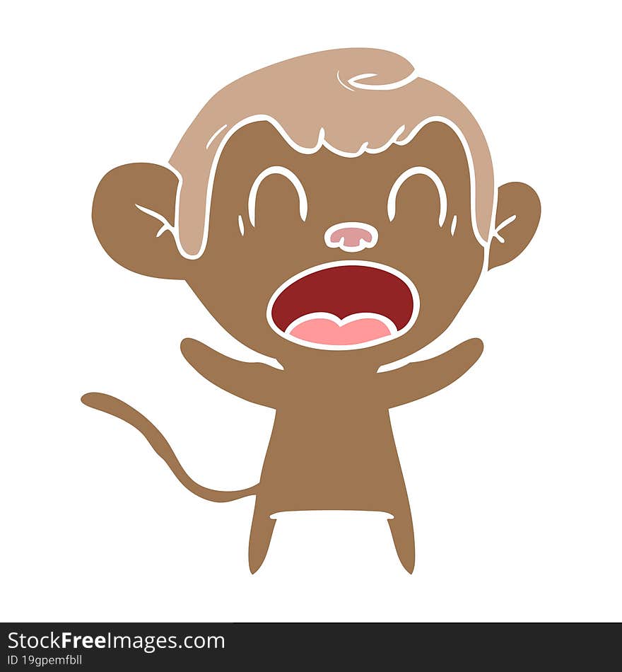 shouting flat color style cartoon monkey