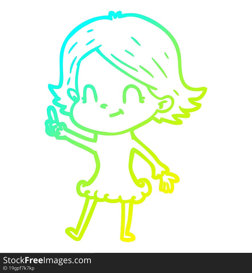 cold gradient line drawing cartoon friendly girl