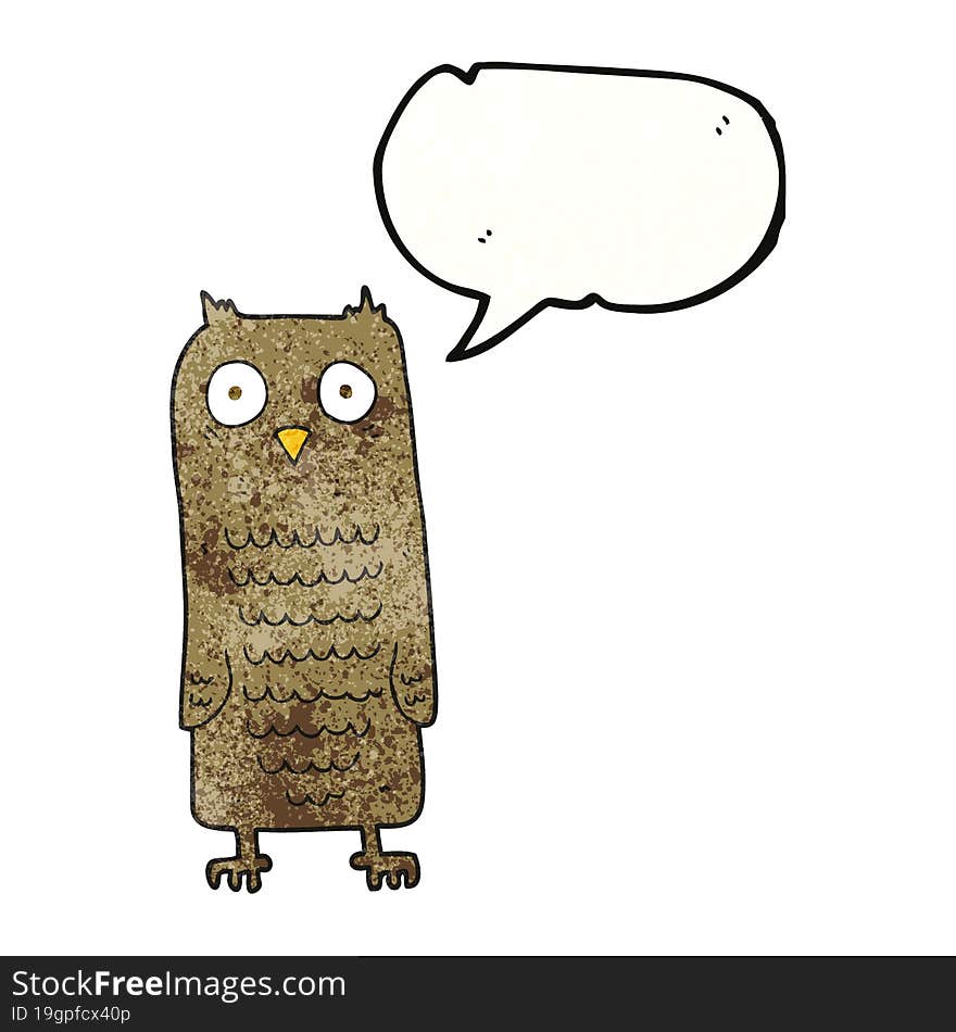 freehand speech bubble textured cartoon owl