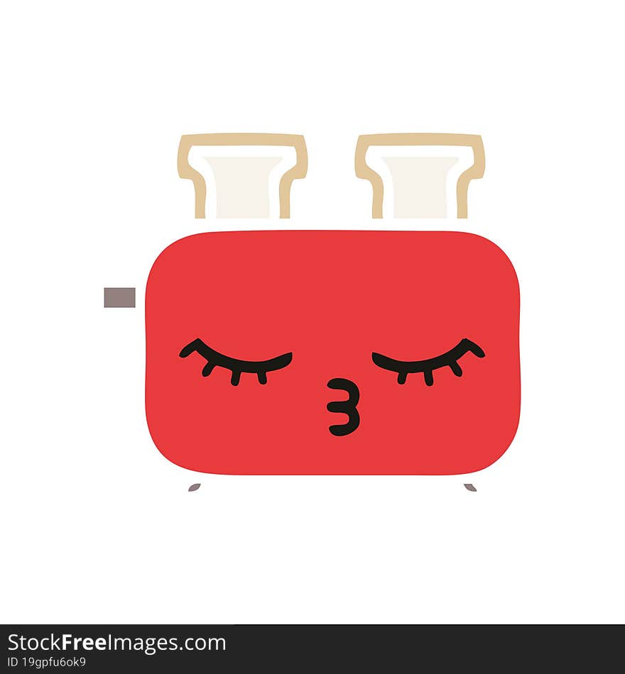 Flat Color Retro Cartoon Of A Toaster