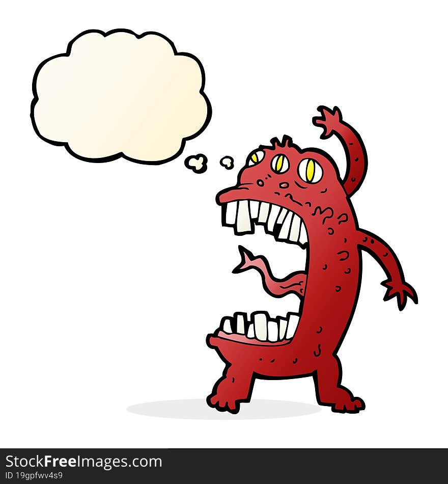 Cartoon Crazy Monster With Thought Bubble