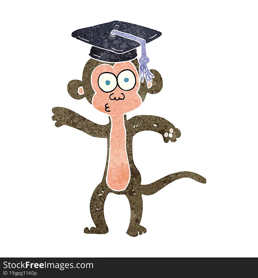 Retro Cartoon Graduate Monkey