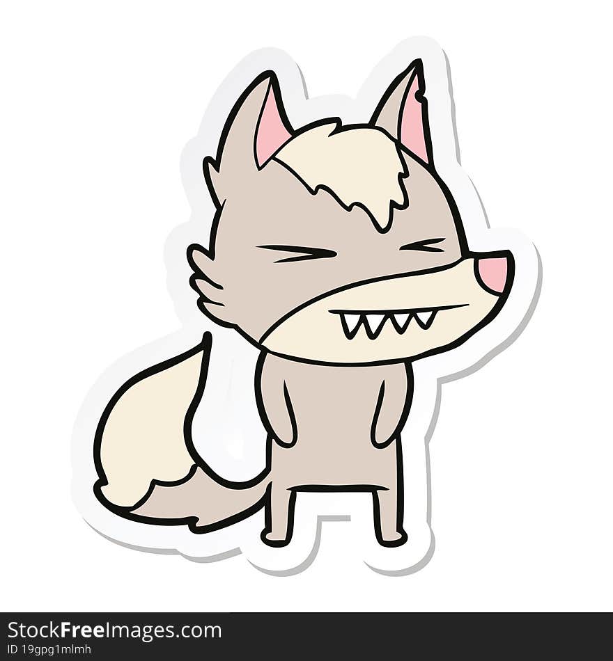 sticker of a angry wolf cartoon