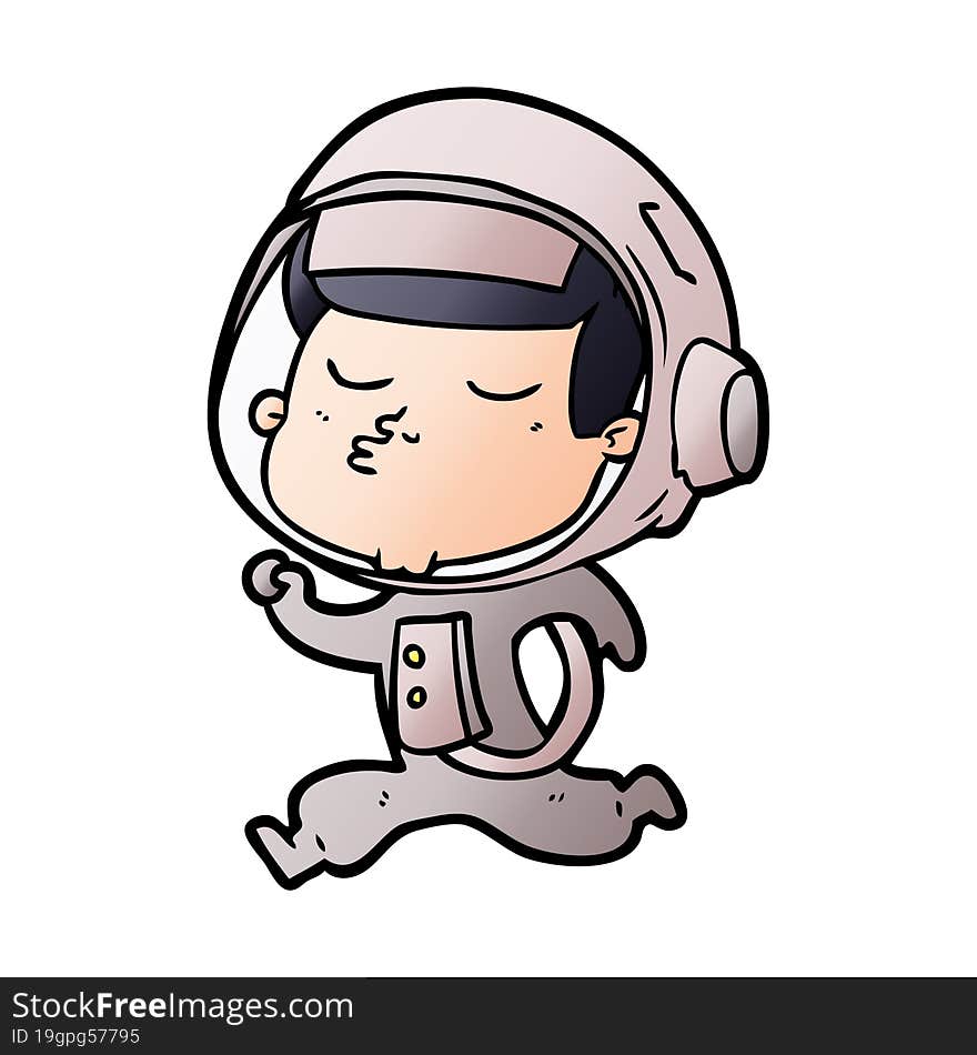 cartoon confident astronaut running. cartoon confident astronaut running