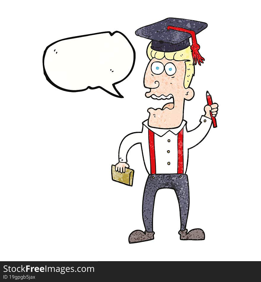 speech bubble textured cartoon stressed student