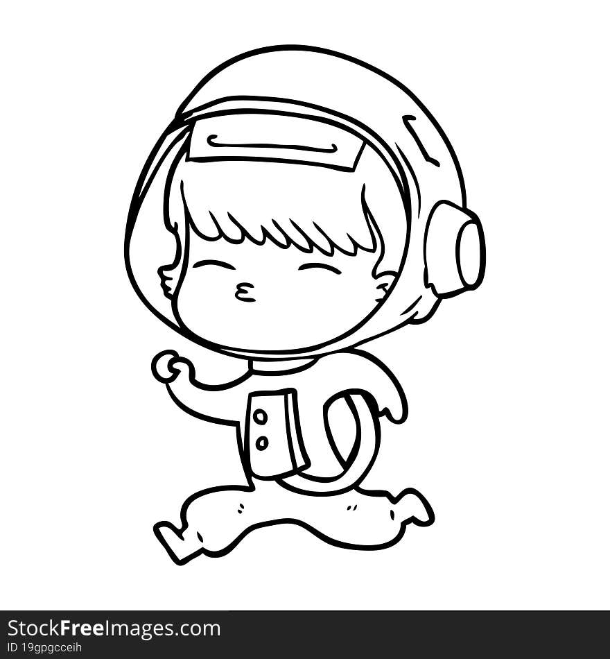 cartoon curious running astronaut. cartoon curious running astronaut