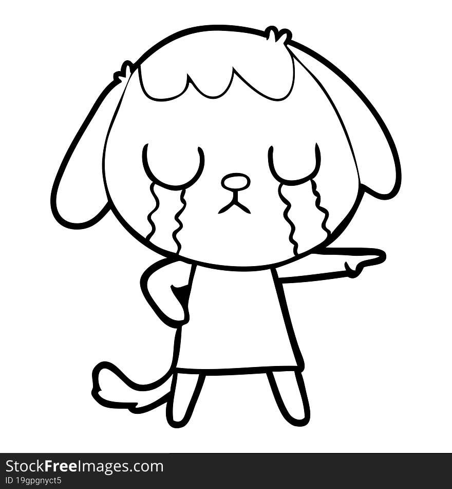 cute cartoon dog crying. cute cartoon dog crying