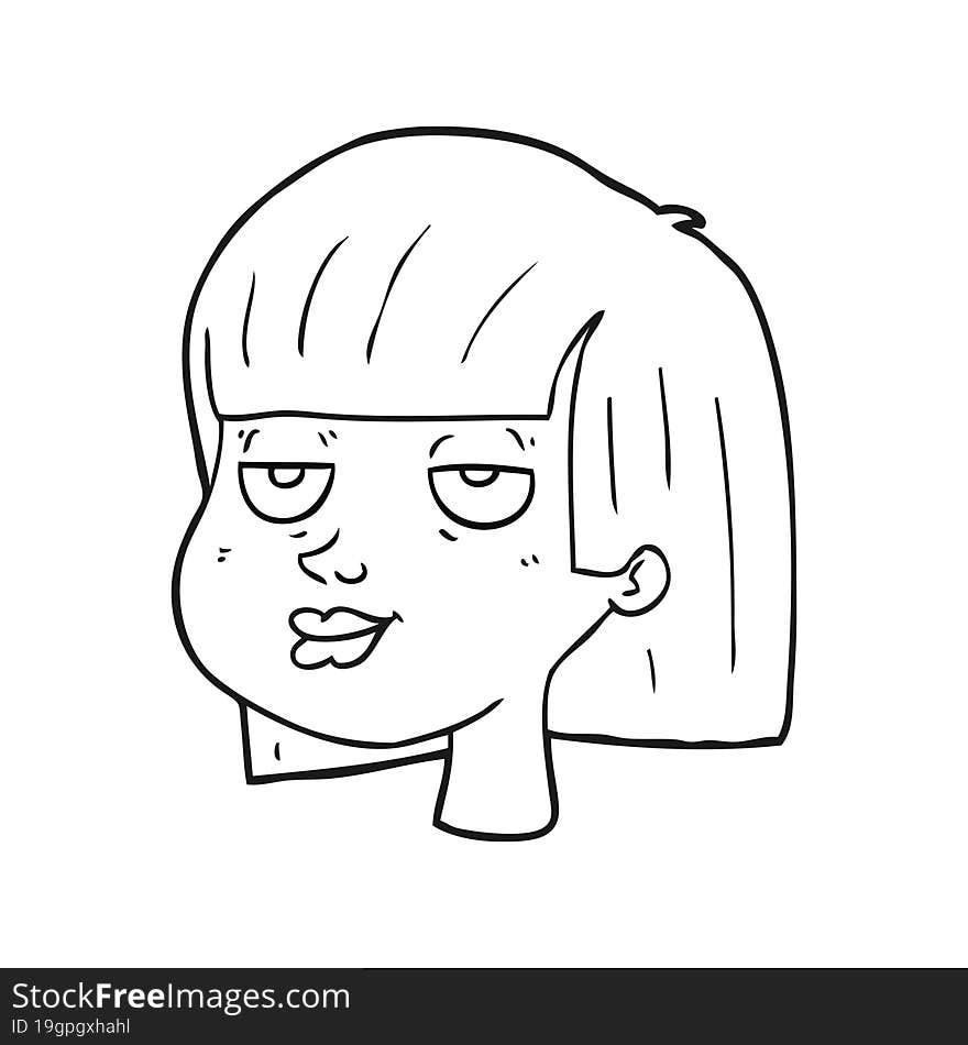 black and white cartoon female face