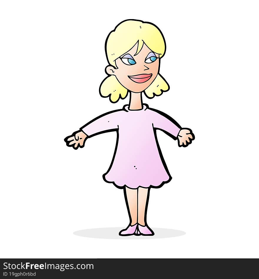 cartoon woman with open arms