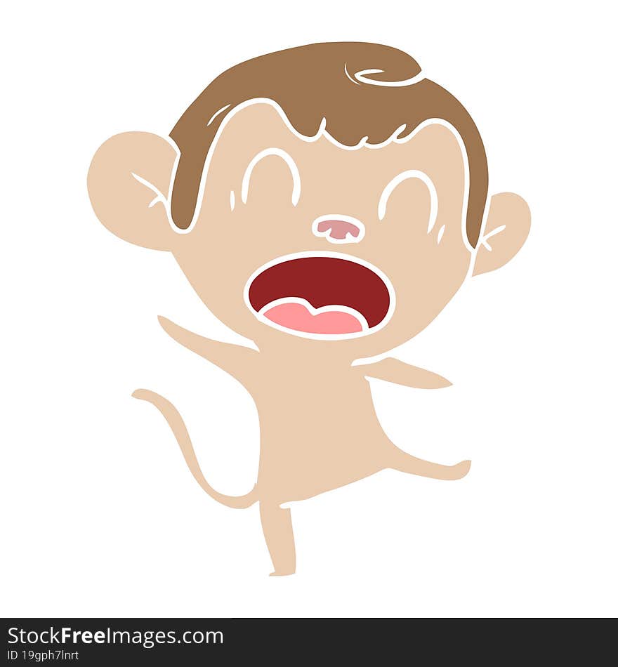 shouting flat color style cartoon monkey dancing