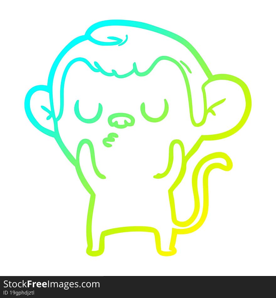 cold gradient line drawing of a cartoon monkey