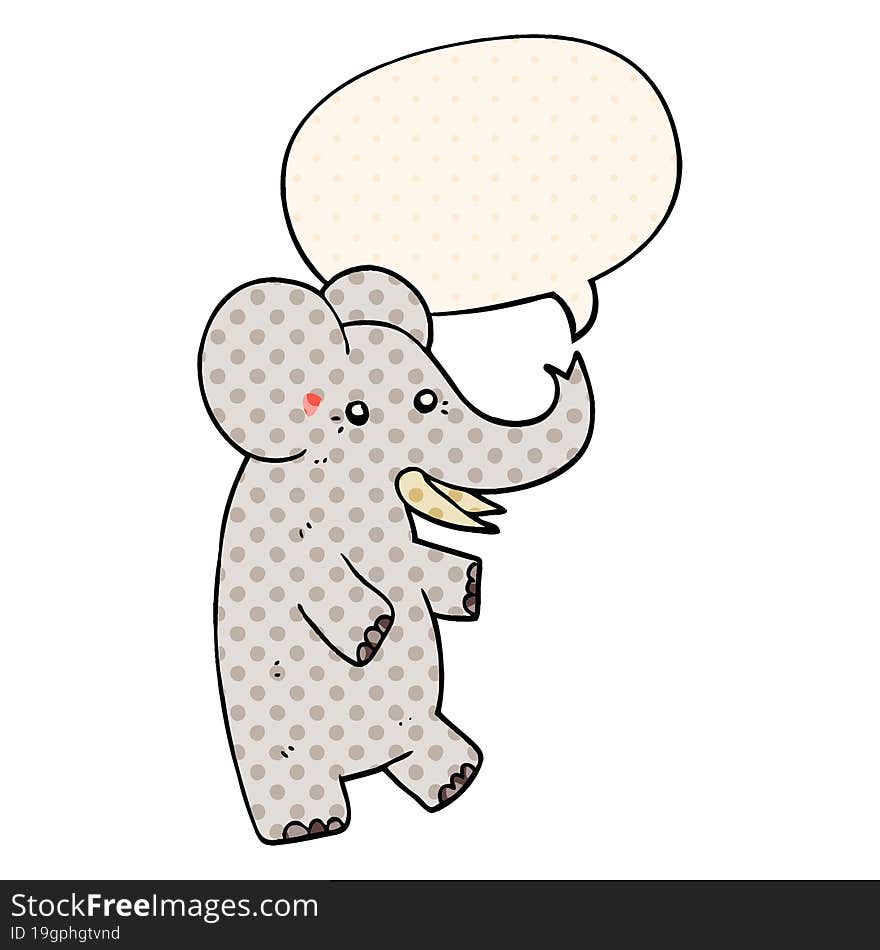 cartoon elephant and speech bubble in comic book style