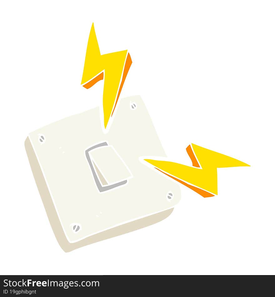 flat color illustration of sparking electric light switch. flat color illustration of sparking electric light switch