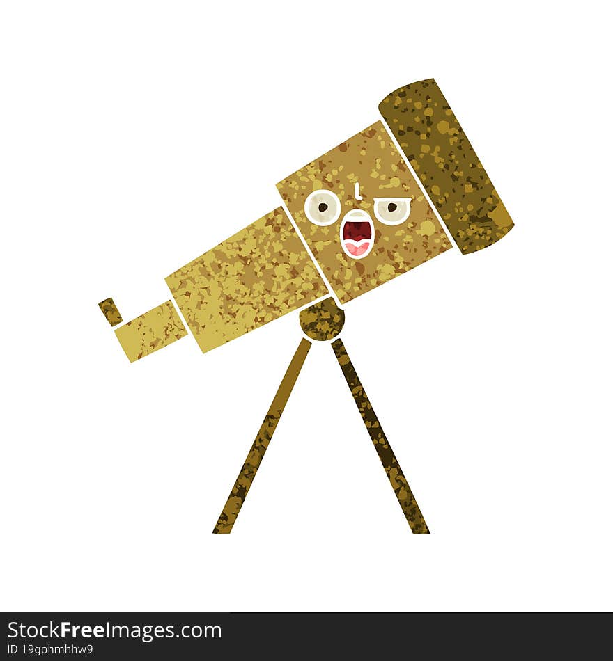 retro illustration style cartoon telescope