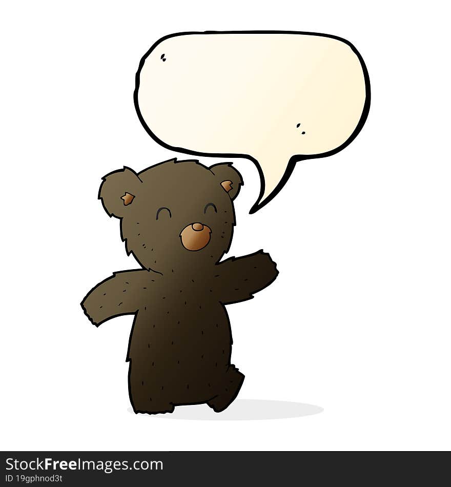 Cartoon Black Bear With Speech Bubble