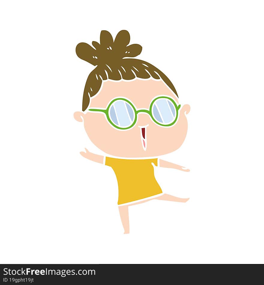 flat color style cartoon woman wearing spectacles