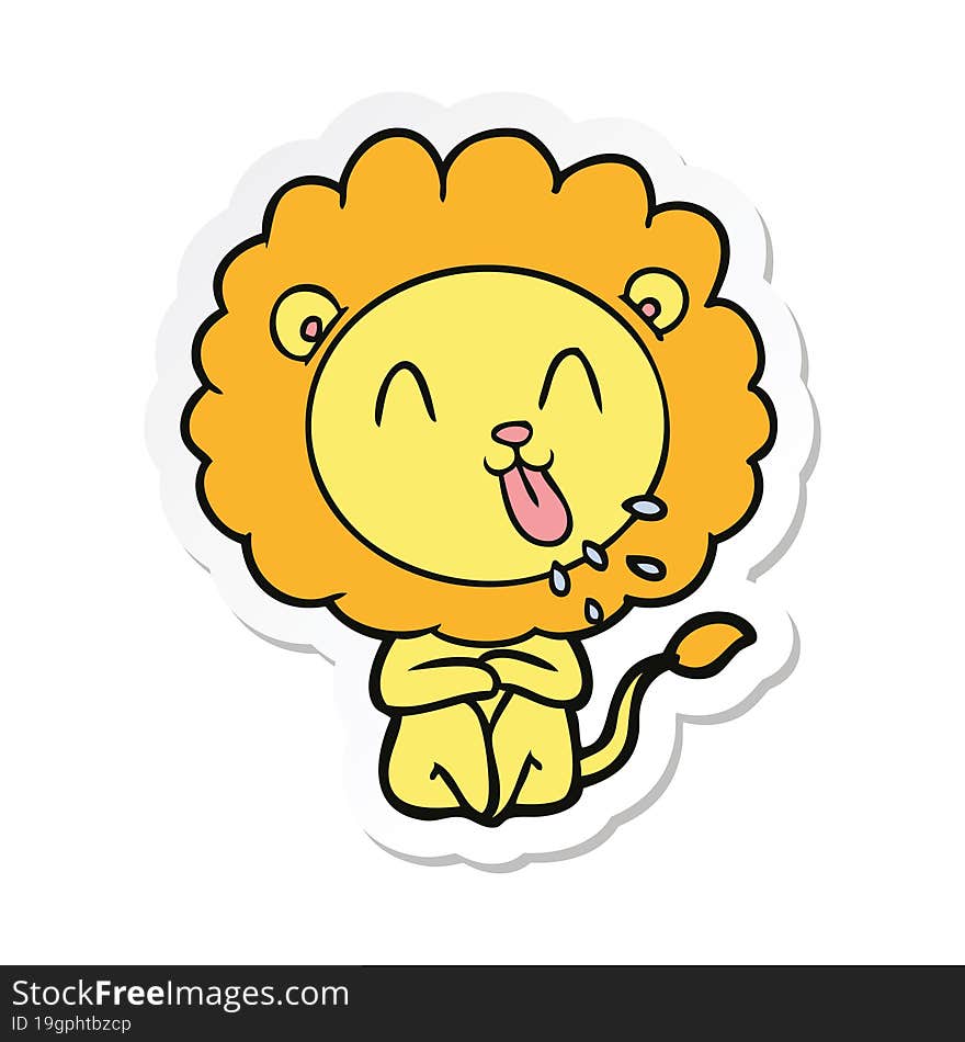 sticker of a happy cartoon lion