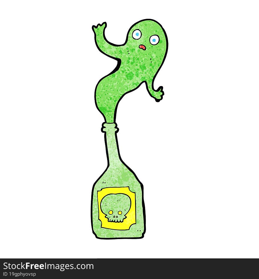 cartoon ghost in bottle